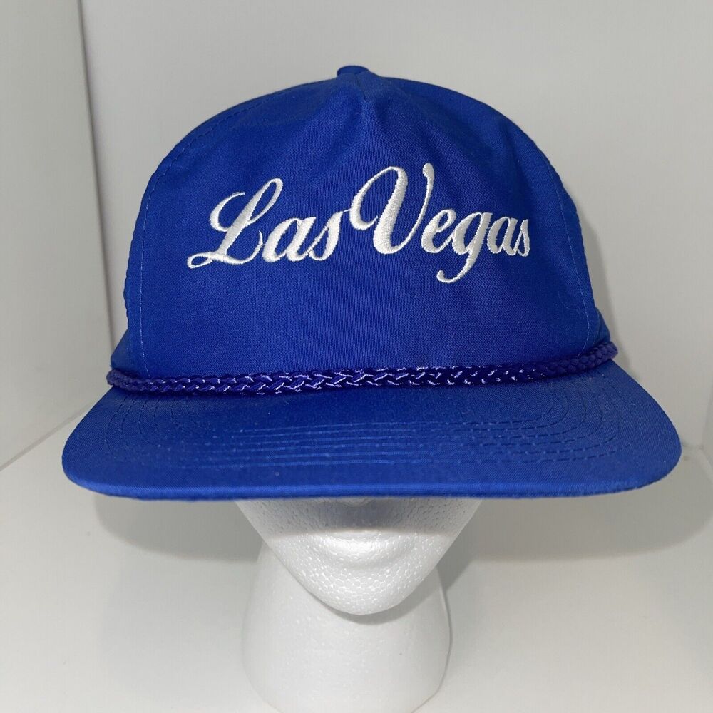 Vintage Las Vegas NV Snapback Rope Hat Adult Adjust Blue Embroidered
